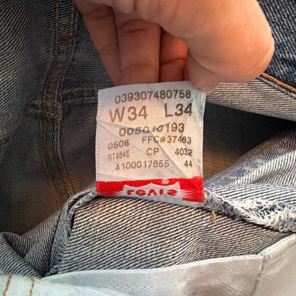 Levi's 501 Original Fit Heavy Starch Straight Leg Blue Denim Jeans 34x35 - Picture 3 of 9